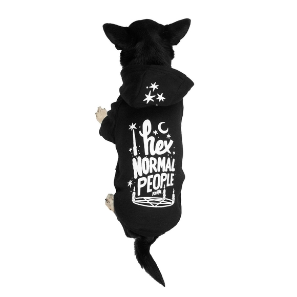 Killstar ✦ Hex Pet Hoodie ✦ L Black Jersey Cotton “I Hex Normal People” NWT - Picture 3 of 13
